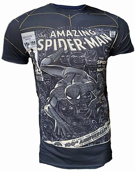 Spiderman Print-Shirt SPIDERMAN Comic Cover T-Shirt Dunkelgrau Slim Fit Erw günstig online kaufen