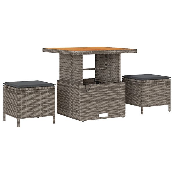 vidaXL Garten Essgruppe 3-Tlg Grau Poly Rattan 42007915 günstig online kaufen