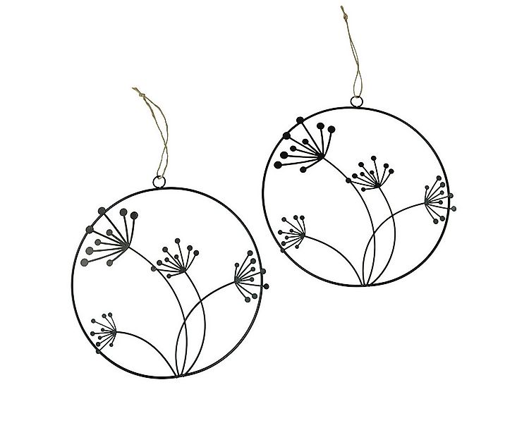 Viana Hängedekoration Dekoring Metall Schwarz Hängedeko Blumen Ø23cm 2er-Se günstig online kaufen