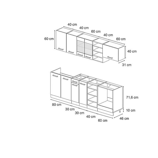 Vicco Küchenzeile R-Line, Schwarz Beton/Anthrazit, 240 günstig online kaufen