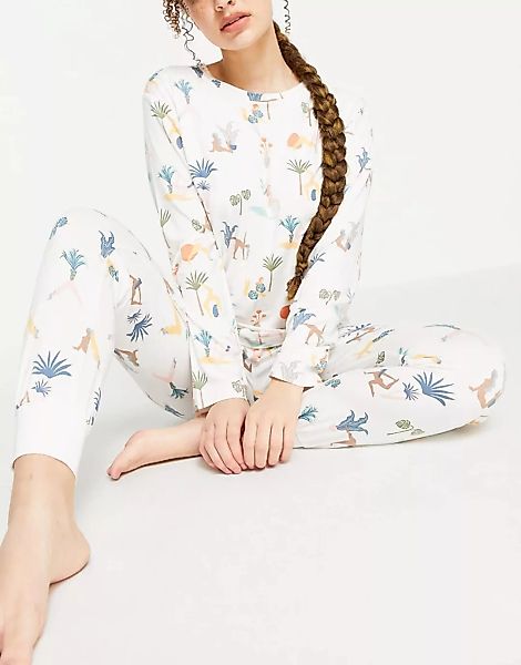 Chelsea Peers – Pyjama aus Bio-Polyester mit langärmligem Oberteil und Jogg günstig online kaufen
