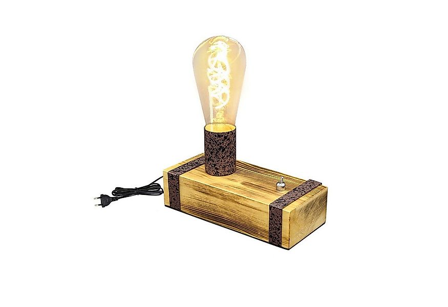 Nettlife Nachttischlampe Retro Industrial Holz E27 Fassungen mit Kabels (15 günstig online kaufen