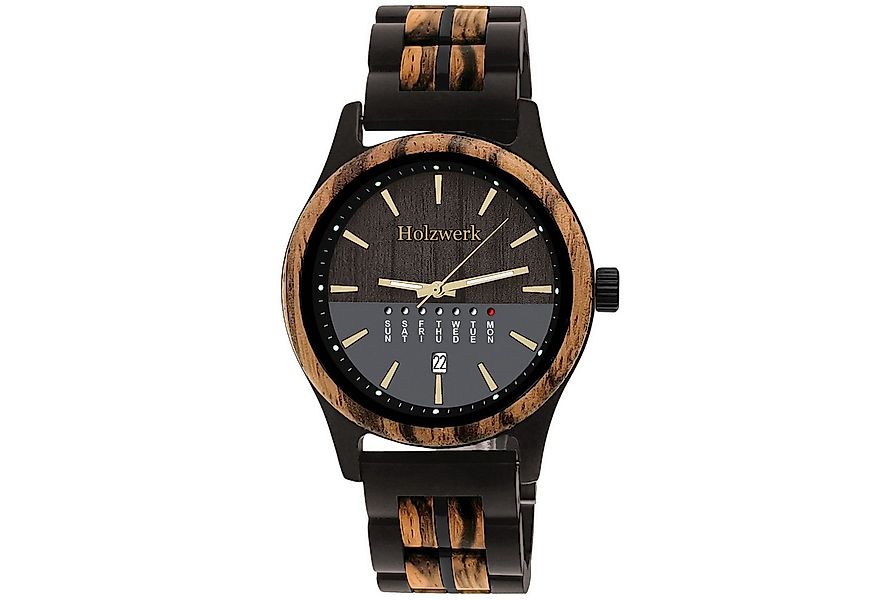 Holzwerk Quarzuhr BREMEN Designer Holz Armbanduhr mit Datumsanzeige in schw günstig online kaufen