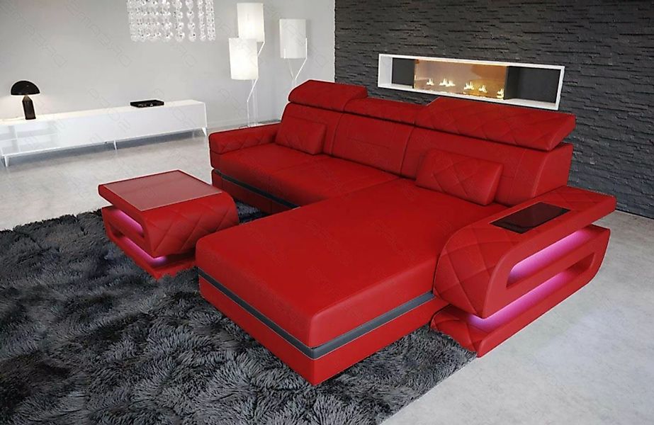 Sofa Dreams Ecksofa Ledersofa Bologna L Form Leder Sofa, Couch, mit LED, wa günstig online kaufen