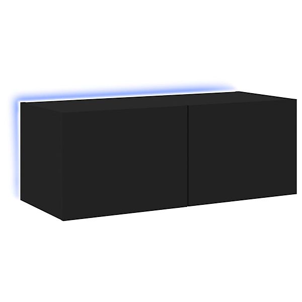 vidaXL TV-Schrank TV-Wandschrank mit LED-Leuchten Schwarz günstig online kaufen