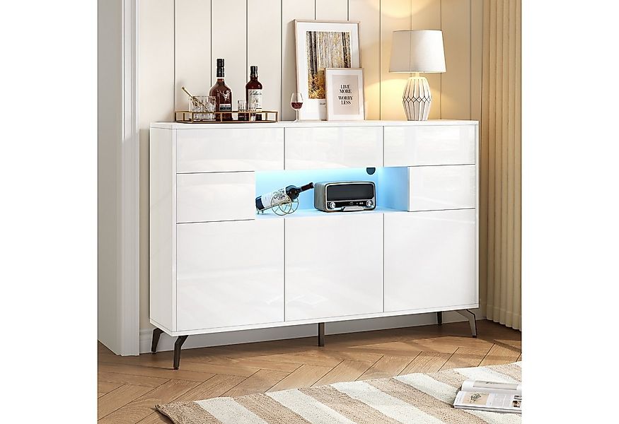 Merax Sideboard Hochglanz Buffetschrank mit LED-Beleuchtung (modernes Desig günstig online kaufen