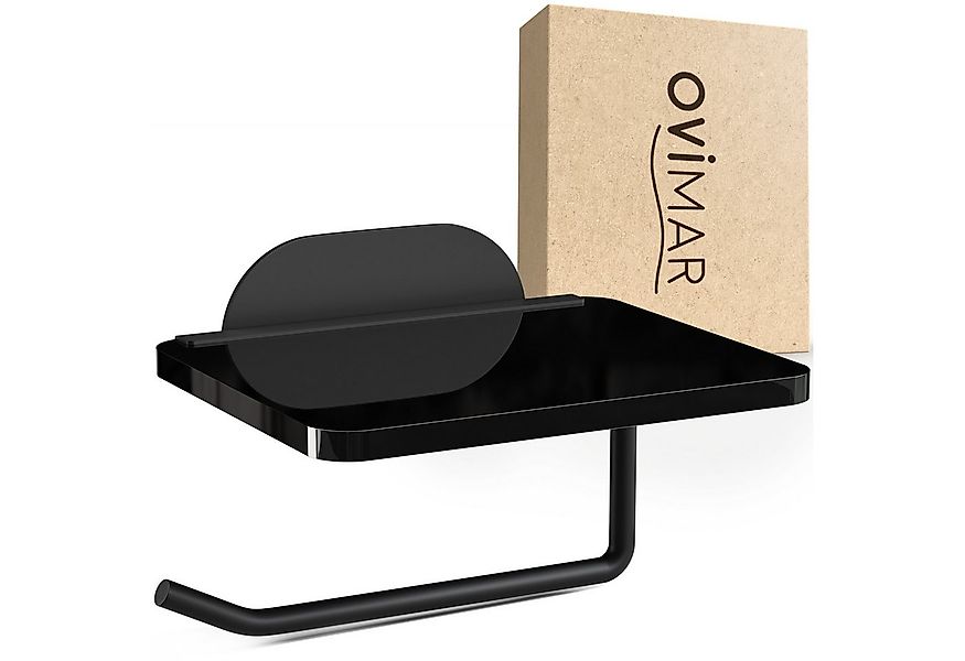 ovimar Toilettenpapierhalter Remoya (1-St), aus Glas in Schwarz zur Zum Kle günstig online kaufen