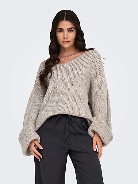 JDY V-Ausschnitt-Pullover "JDYDINEA L/S REVERSIBLE PULLOV. KNT NOOS" Kunstf günstig online kaufen