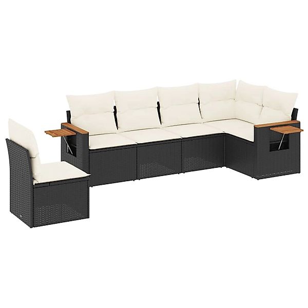 vidaXL 6-Tlg Garten-Sofagarnitur mit Kissen Schwarz Poly Rattan 3226854 günstig online kaufen