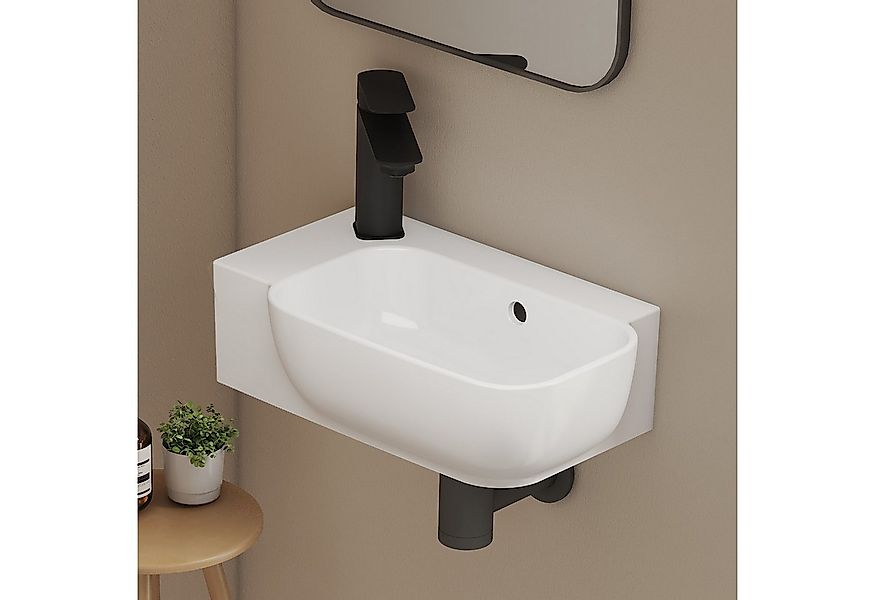 EMKE Waschbecken Hängewaschbecken eckig Keramik Asymmetrisches Design 40x 2 günstig online kaufen