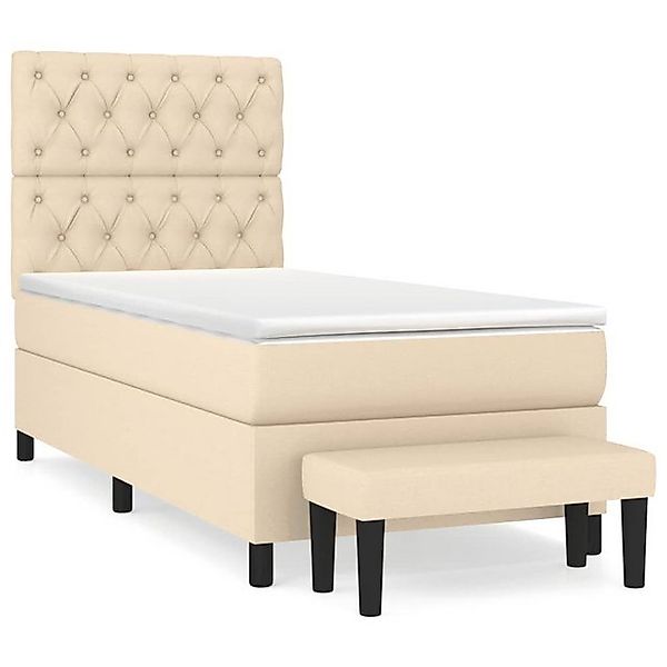 vidaXL Boxspringbett Boxspringbett mit Matratze Creme 80x200 cm Stoff Bett günstig online kaufen