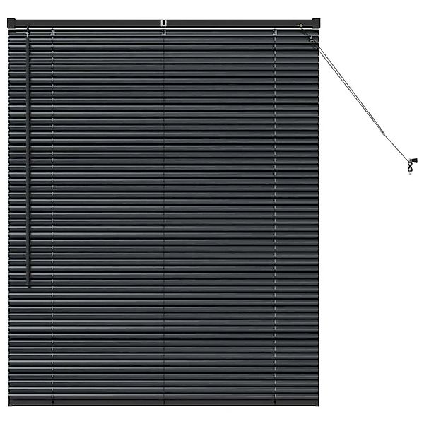 vidaXL Balkenjalousien mit Vorhängen Schwarz 130 x 105 cm Aluminium 4200612 günstig online kaufen