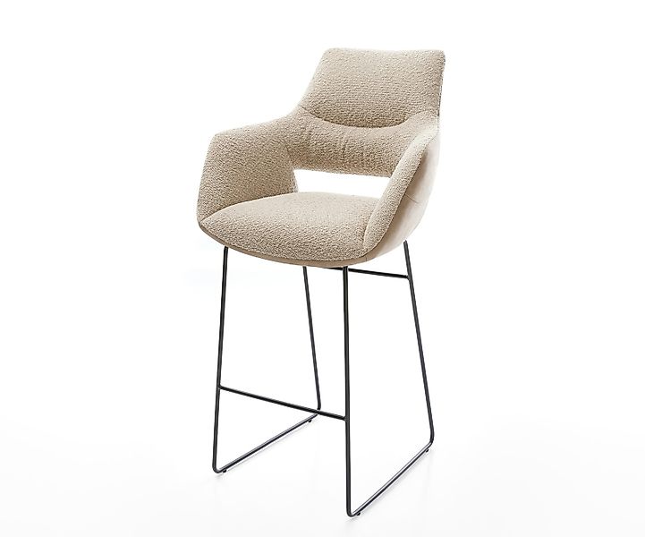 Barstuhl Yago-Flex Materialmix Mikrofaser Schlamm / Bouclé Schlamm Kufenges günstig online kaufen