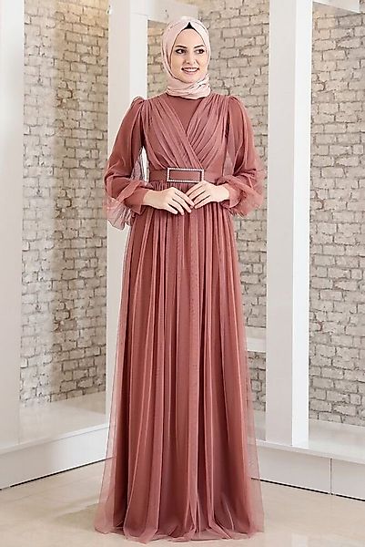 fashionshowcase Maxikleid Damen Kleid aus Tüll - Abiye Abaya - Modest Fashi günstig online kaufen