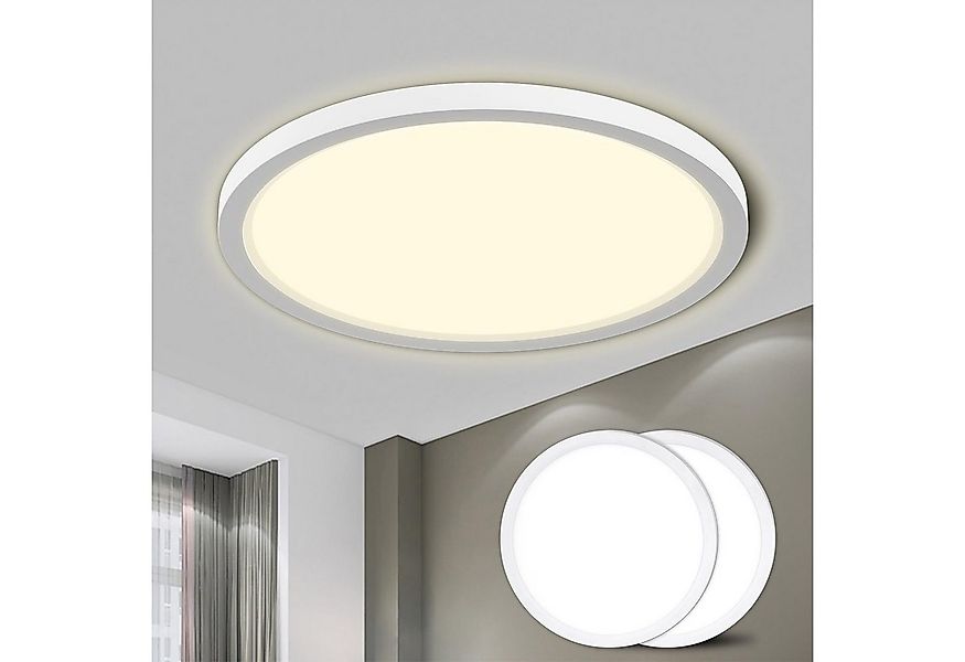 LQWELL LED Deckenleuchte Rund Flach LED Deckenlampe 2 Stück, 18W,1600LM, LE günstig online kaufen
