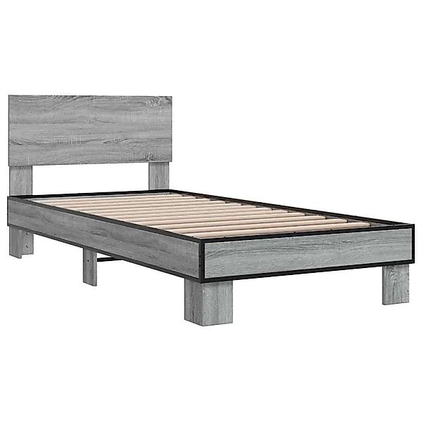 vidaXL Bettgestell Grau Sonoma 75x190 cm Holzwerkstoff und Metall 845815 günstig online kaufen