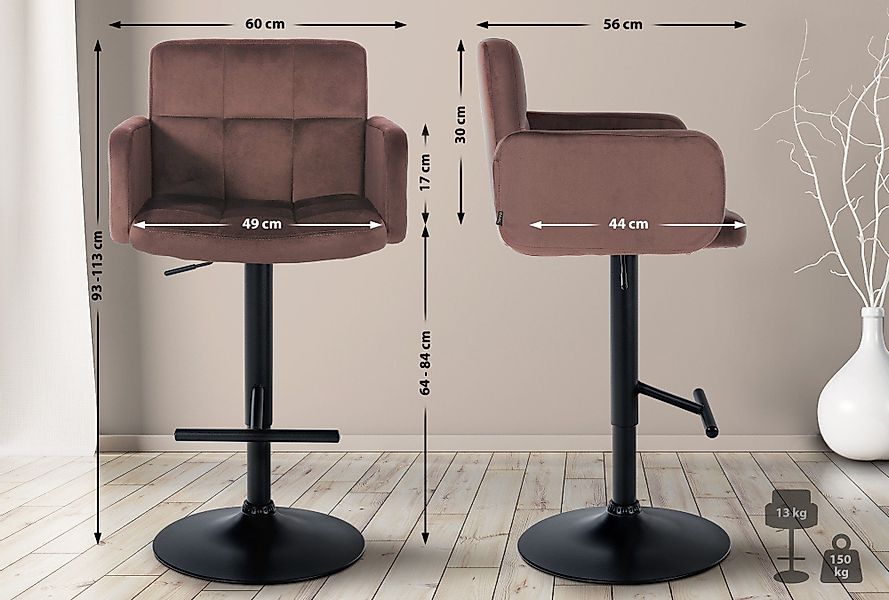 CLP Barhocker Los Angeles Samt, höhenverstellbar günstig online kaufen