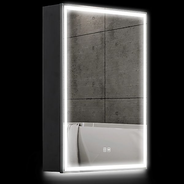 HOMCOM Spiegelschrank Gehärtetes Glas Schwarz 50L x 12,8B x 70H cm günstig online kaufen