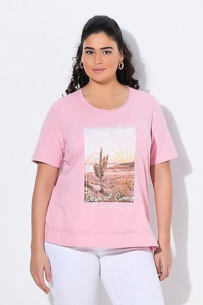 Ulla Popken T-Shirt T-Shirt Kaktus Classic Rollkanten Rundhals Halbarm günstig online kaufen