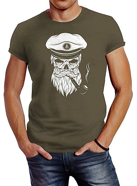 Neverless Print-Shirt Herren T-Shirt Totenkopf Kapitän günstig online kaufen