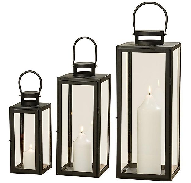BOLTZE Kerzenlaterne Arana, 3er Set, Schwarz, aus Metall, Skandinavisches D günstig online kaufen
