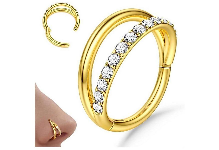 LuxusKollektion Nasenpiercing Nasenpiercing Nasenring Hoop 316L CZ Gold Sil günstig online kaufen