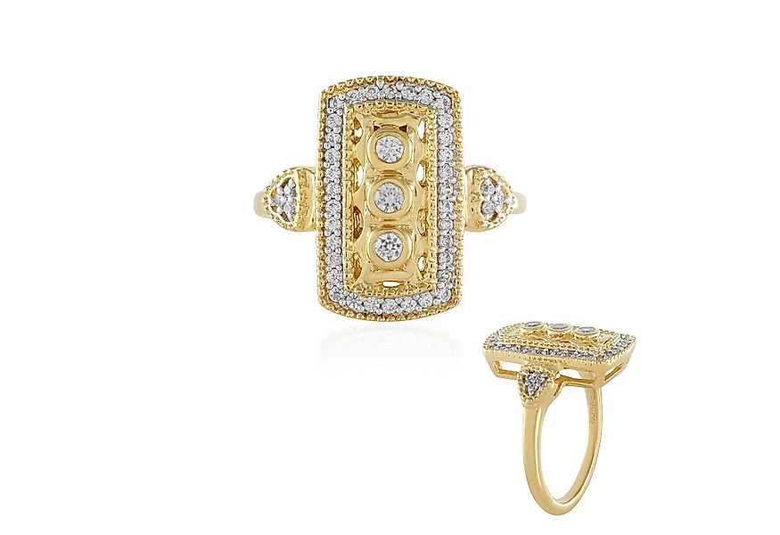 Cavill Silberring Cavill Silberring Damen, 0,49 ct Zirkon, vergoldet, Halo günstig online kaufen