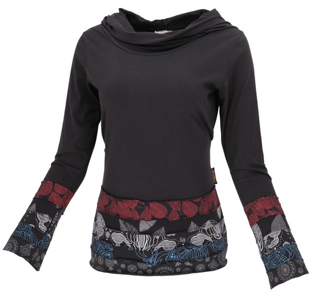 Guru-Shop Longsleeve Kapuzenshirt, Boho Patchwork Shirt günstig online kaufen