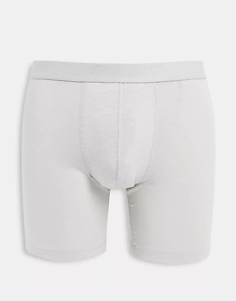ASOS DESIGN – Lang geschnittene Unterhose aus Modal in gebrochenem Weiß-Gra günstig online kaufen