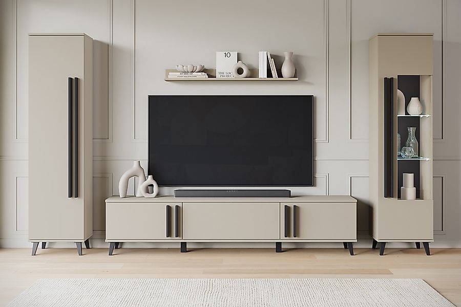 INOSIGN Wohnwand "Helsinki, Modernes Set mit verglaster Vitrine", (Komplett günstig online kaufen