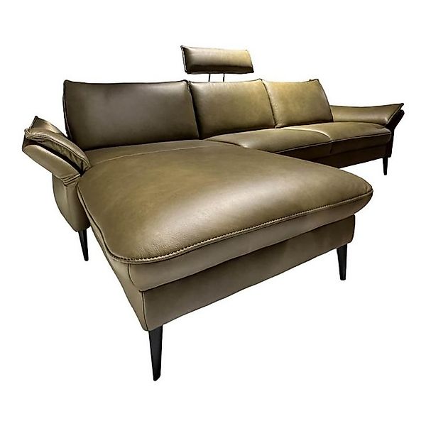 HUKLA Ecksofa Polstergarnitur LS 411520 Leder Moos Mit Wolkeneffekt Alufuß günstig online kaufen