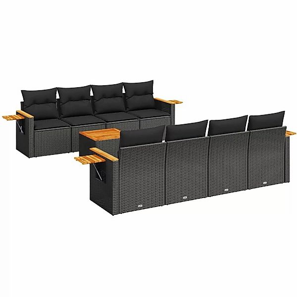 vidaXL 9-Tlg Garten-Sofagarnitur mit Kissen Schwarz Poly Rattan 3226657 günstig online kaufen