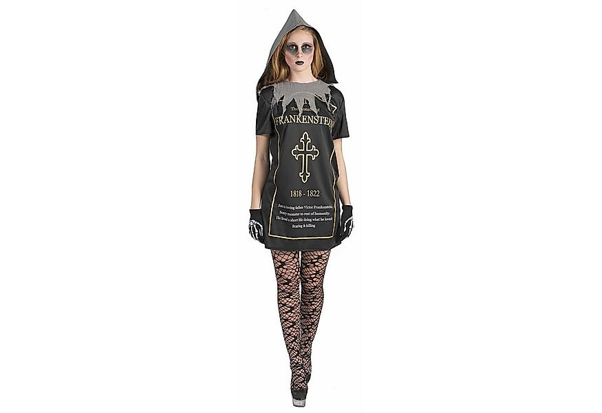 Funny Fashion Hexen-Kostüm Grabstein 'Tammy' Kleid mit Kapuze für Damen, Sc günstig online kaufen