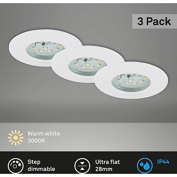 Briloner LED-Einbaustrahler Attach Dim 3er Weiß Ø 7,5 cm günstig online kaufen