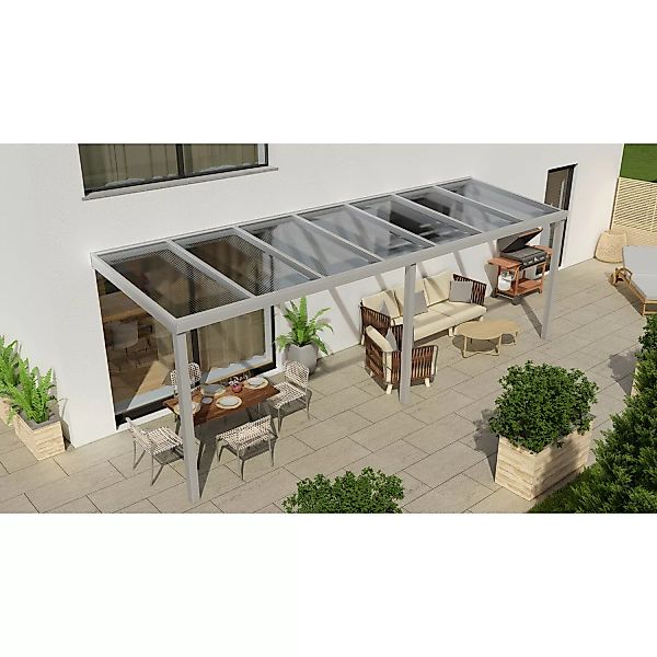 Terrassenüberdachung Professional 700 cm x 200 cm Grau Struktur PC Klar günstig online kaufen