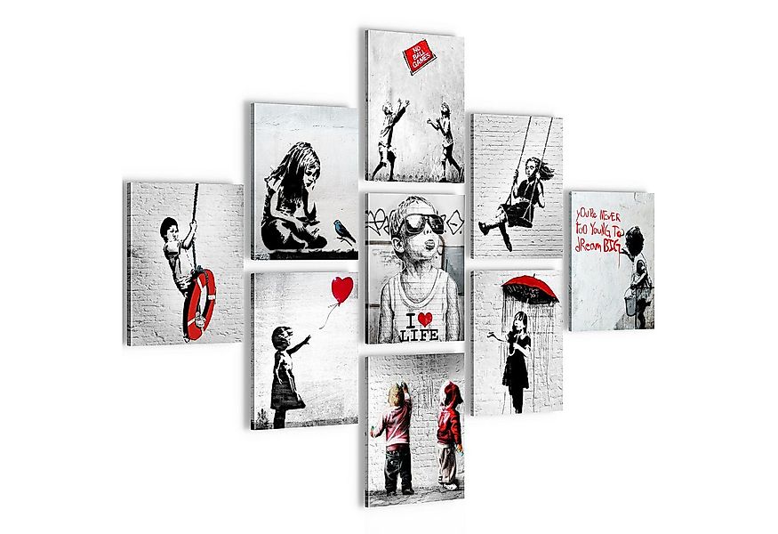 Novart Wandbild Wandbilder Banksy Collage Street Art Wohnzimmer Loft, Kinde günstig online kaufen