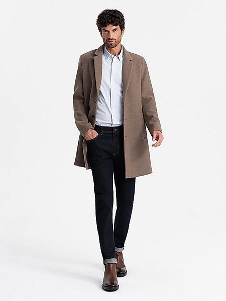 OMBRE Wintermantel Eleganter einreihiger Herrenmantel mit Wollanteil günstig online kaufen