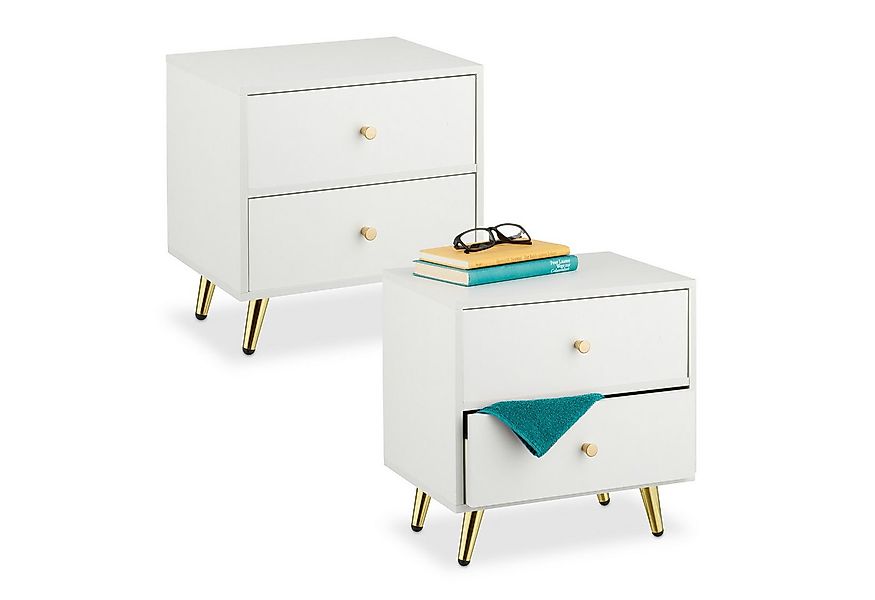 relaxdays Nachttisch goldene Beine (2er Set, 2-St., 2er Pack), 2er Pack günstig online kaufen