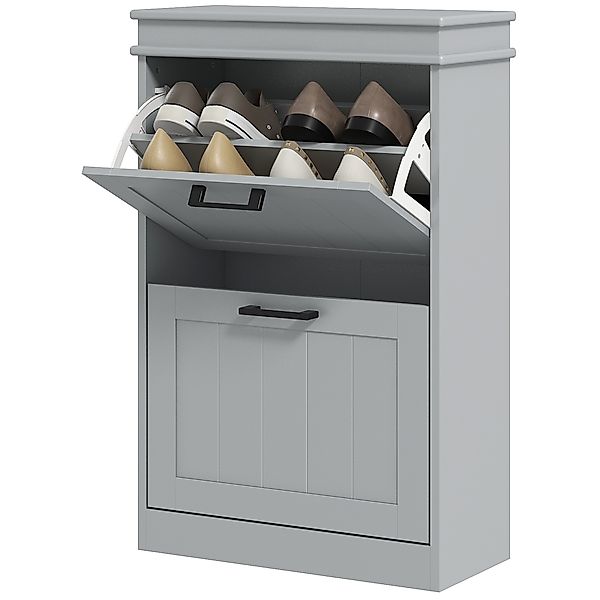 HOMCOM Schuhschrank, Schuhwandschrank, 2 Klapptüren, verstellbare Regale, f günstig online kaufen