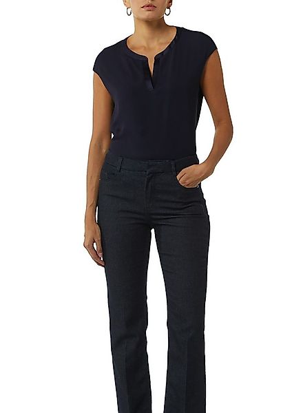 comma Blusenshirt mit geschlitztem Rundhals, Satin-Optik günstig online kaufen