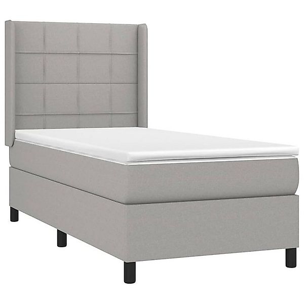 vidaXL Boxspringbett, Boxbett mit Matratze Hellgrau 90x190 cm Stoff günstig online kaufen