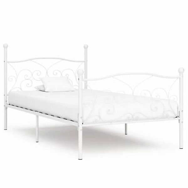 furnicato Bett Bettgestell mit Lattenrost Weiß Metall 90 x 200 cm günstig online kaufen