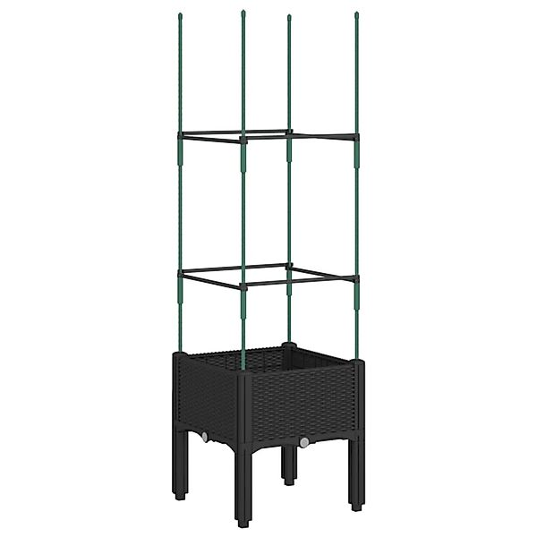 vidaXL Pflanzkübel mit Rankgitter Schwarz 40x40x142,5 cm PP 367948 günstig online kaufen