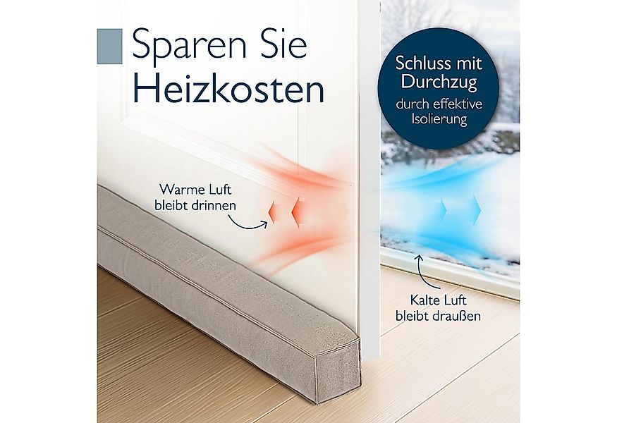 Beautissu Zugluftstopper Zugluftstopper für Türen 90cm Marin, Hellgrau, Sto günstig online kaufen