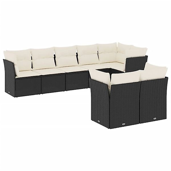 vidaXL 8-Tlg Garten-Sofagarnitur mit Kissen Schwarz Poly Rattan 3249745 günstig online kaufen