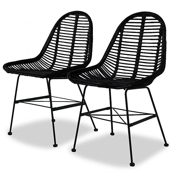 vidaXL Esszimmerstühle 2 Stk Natur Rattan Schwarz 244571 günstig online kaufen