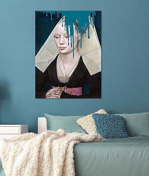 queence Acrylglasbild »Nonne mit Farbklecks«, Kunst-Gemälde-Frau-Bilder von günstig online kaufen