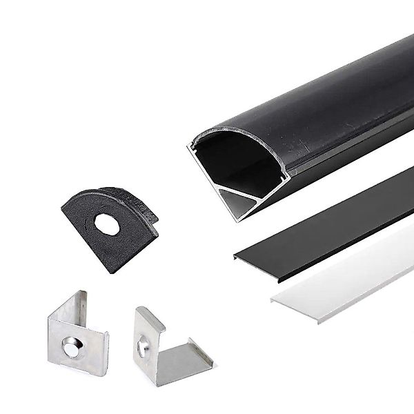 ENERGMiX LED-Stripe-Profil 2m schwarzer Alu Profile günstig online kaufen