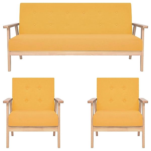 vidaXL 3-Tlg Sofagarnitur Stoff Gelb 279147 günstig online kaufen