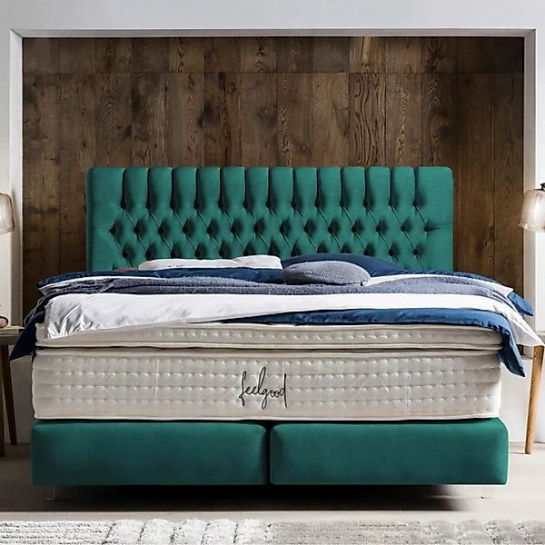 BettCo Boxspringbett Chester (in Smaragd Samt, 140 x 200 cm), Kostenloser A günstig online kaufen